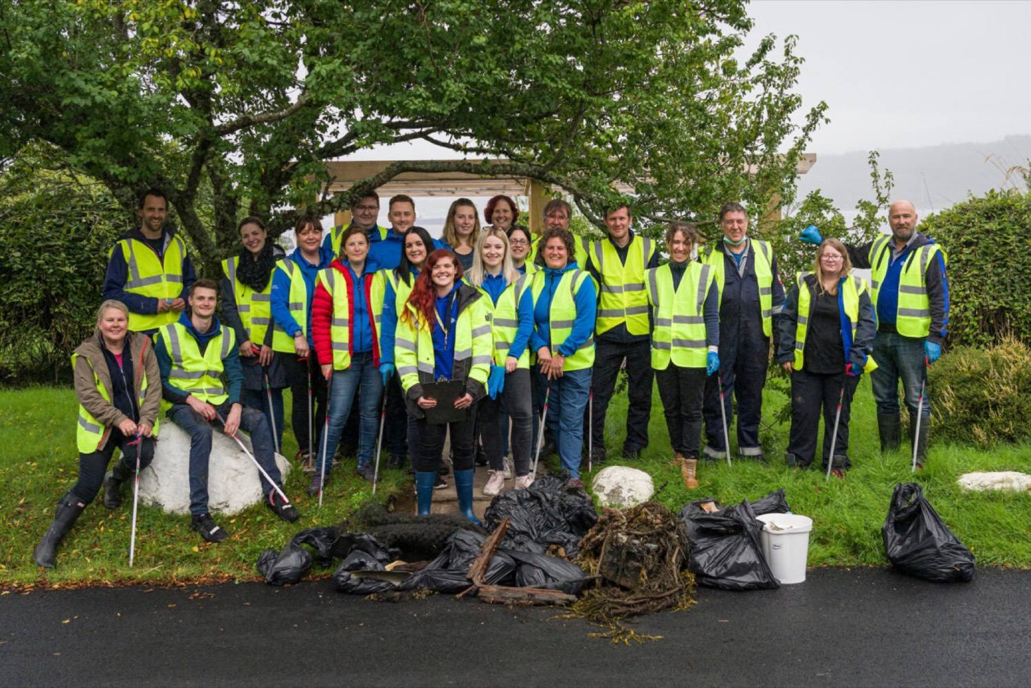 Scottish Sea Farms team on a beach clean